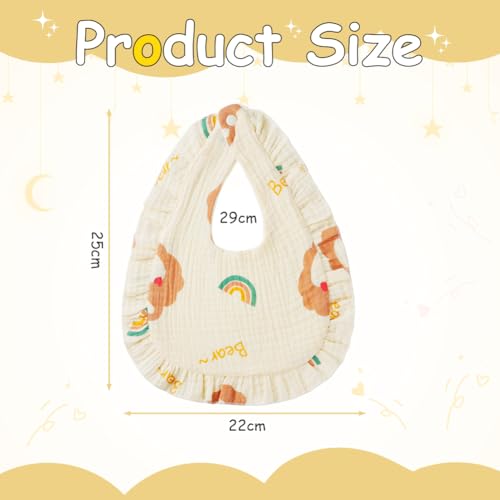 Vicloon 3Pcs-Pattern 2 Cotton Teething Wave Design Bibs, Waterproof, Unisex Baby Bibs for Newborns Toddlers, Babies - Image 2