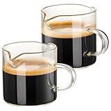 CGTQROVR Espresso -Tassen 2pcs Transparentes Glas 4oz Espresso -Schnapsglas mit doppeltem Ausgang waschbarer wiederverwendbarer Tasse zum Kaffeezulegen