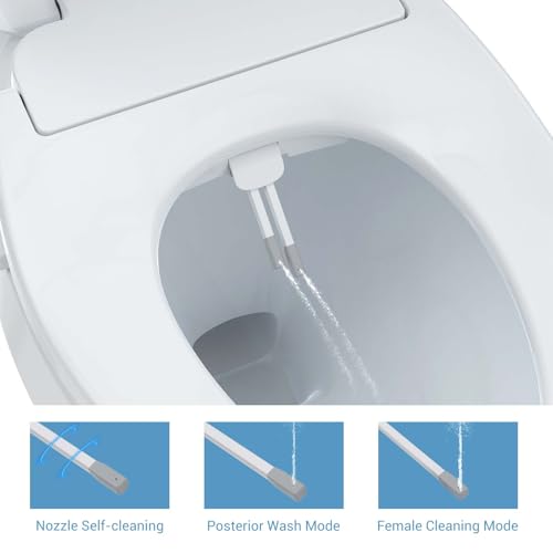 Electric Bidet Toilet Seats, Heated Seat with Warm Water, Night Light, Slow-Close Lid, Self-Cleaning Nozzles, Easy Installation