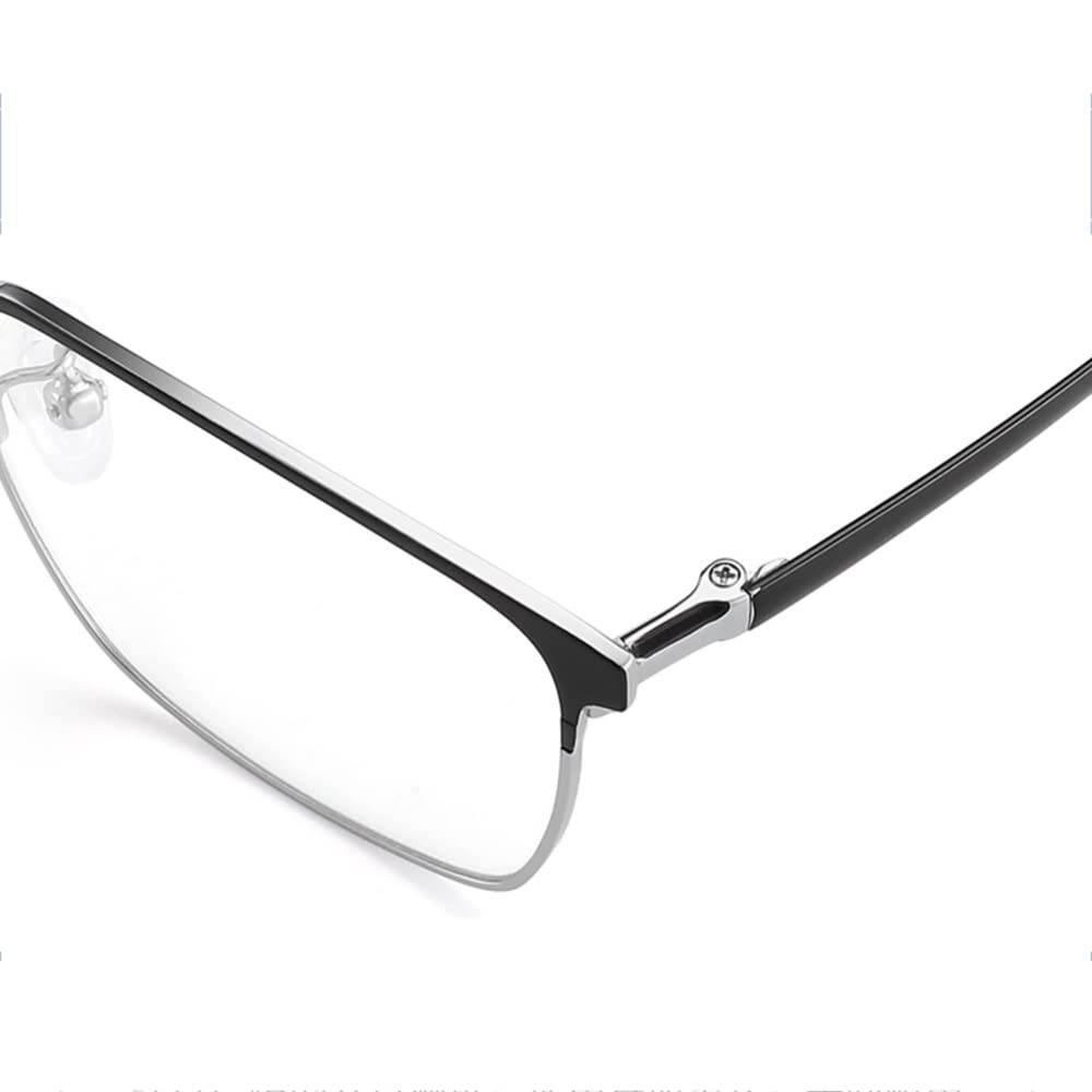 Gafas De Lectura Progresivas Multifoco，Fotocrómico Lentes De Lectura Hombres，Gafas De Lectura Rectangular Oro Negro +1.5 (Color : Black Silver, Size : +2.0)