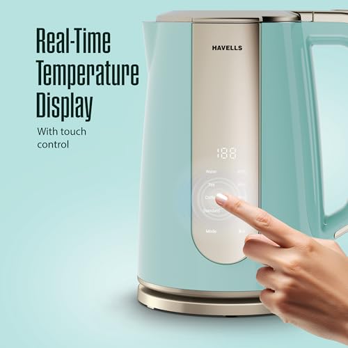Image of Havells Craft Quick Start Combo for Premium and Modern Kitchens | Toaster + Kettle | Perfect Kitchen Companion and Gifting Range (Blue & Golden)
