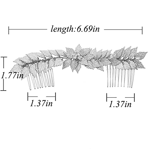Latious Bride Wedding Hair Comb Leaf Bridal Side Comb Sparkly Crystal Hair Piece Hair Accessories For Women And Girls (Silver) #TOP5