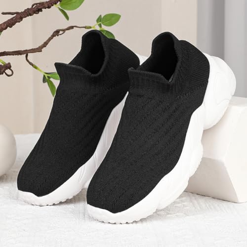 Women's Walking Shoes Breathable Knit Slip On Sneakers2