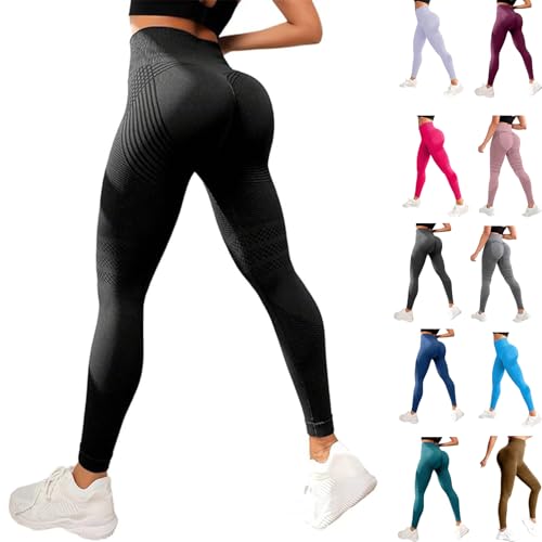Générique - Legging Push Up Femme, 3D Legging,Femme Taille HauteSans Couture Yoga Fitness Pantalon Sport (Noir,S)