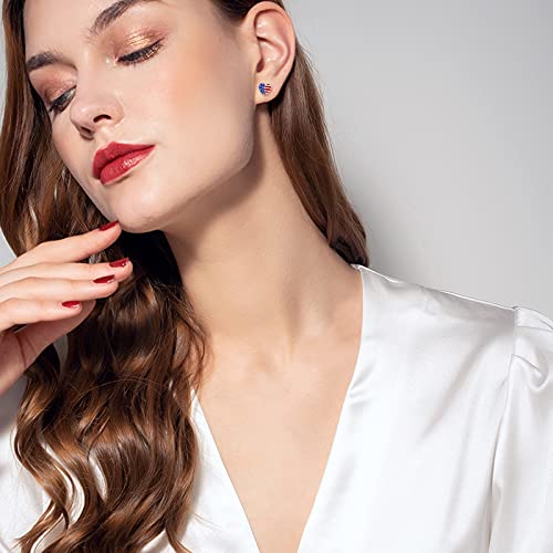 Cuoka Miracle Usa American Flag Earrings Patriotic Earrings 4Th Of July Earrings 925 Sterling Silver Red White Blue Heart Stud Earrings Independence Day Jewelry For Patriot Women Men thumb #4