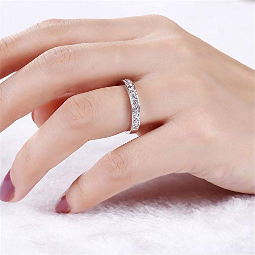 Jeuia 1.71 Carat Custom Engraved Wedding Band Personalized Eternity Band Ring Cubic Zirconia Chanel Set Sterling Silver Engagement Rings for Women Men2