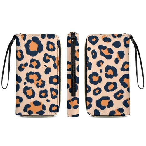 Women Travel Wallet, Zipper Closure Phone Purse, Portable Rope Wallets, Perfect for Business, Watercolor Leopard Cheetah Animal Print3