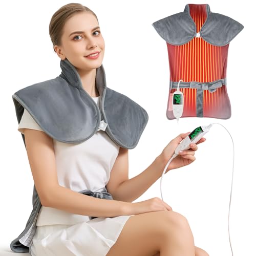Electric Heating Pad for Neck Back Shoulder Pain Relief, Birthday Gifts for Women Men Mom Dad Elderly, 25