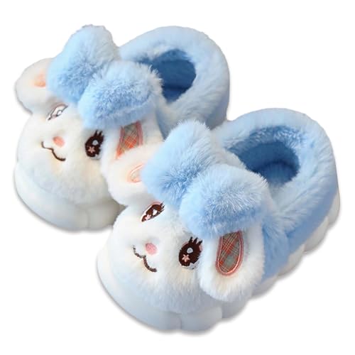 QZBAOSHU Zapatillas de Conejito para Niñas Zapatillas Cálidas Suaves y Esponjosas con Espuma Viscoelástica Forro de Peluche y Suela de Goma Antideslizante para Interior y Exterior Azul 24/25 EU