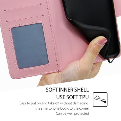 Étui en cuir Google Pixel 9 Pro housse portefeuille rose à béquille - 3