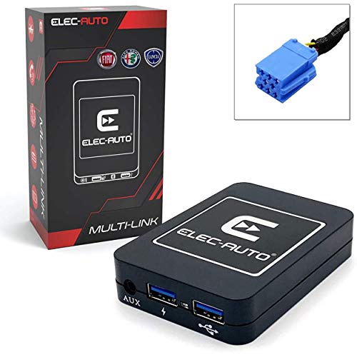 Interface Bluetooth - USB MP3 - Auxiliaire pour Voiture Alfa Romeo, Fiat, Lancia | Kit Mains Libres Streaming Audio | Chargeur | Prise Jack | Boitier encastrable...