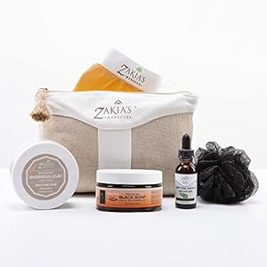 Zakia’s Morocco Moroccan Hammam Spa Rejuvinating Ritual Beauty Skincare Kit – Four steps, Six Piece Set for purifying, toning, cleansing, and exfoliating for every skin type