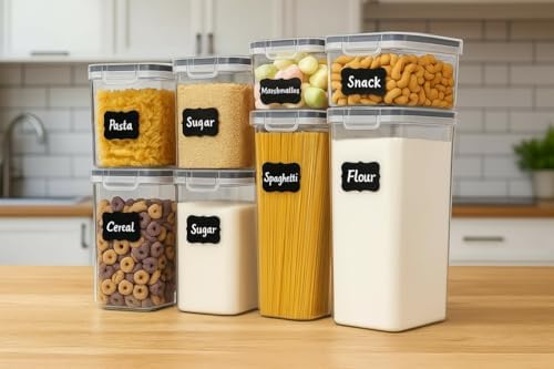 Kit 8 Potes Herméticos de Mantimentos com Tampa à Prova de Ar – O...