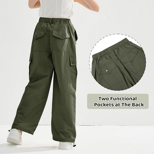 Image of Rolanko Parachute Pants for Girls Y2K Cargo Trousers with Pockets Harajuku Jogger Pants Kids 4-14 Years