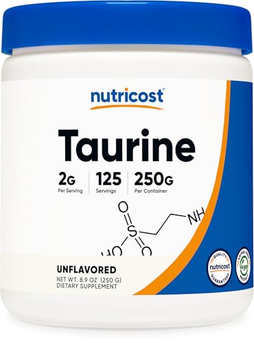 Nutricost Taurine Powder 250 Grams - 125 Servings 2000mg Per Serving