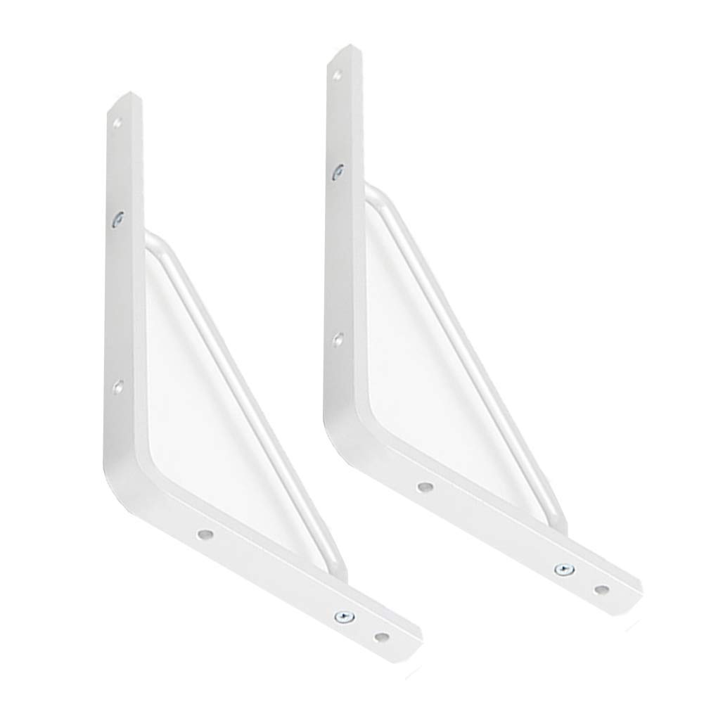 Set di 2 staffe per mensole, in alluminio massiccio, staffe per mensole a parete, staffe di supporto per scaffali, staffe per scaffali per libri, staffe per ripiani mobili. [Nero, Argento] (Argento