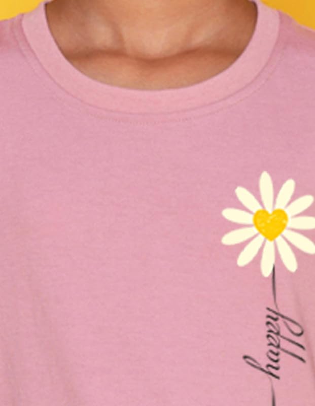 Image of Nusyl Girls Half Sleeves T-Shirt for Kids | Cute Printed Casual Wear | Soft Cotton Blend | Comfortable Regular Fit | 2-16 Years | Multiple Colors & Pack Options