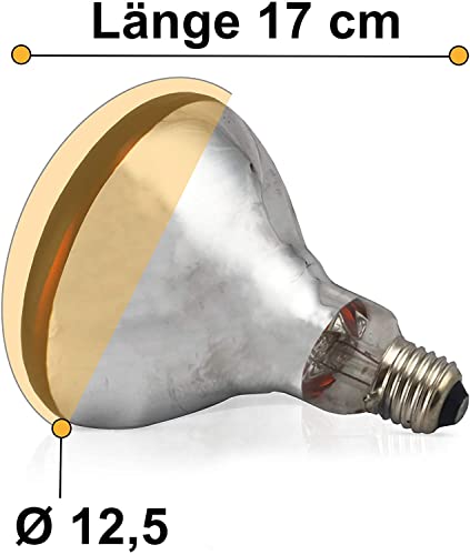 2 Stk 150 Watt E27 Rotlichtlampe Wärmelampe aus Hartglas 240 Volt - Infratrotlampe für Tiere - Küken, Kaninchen, Ferkel… – Bild 3