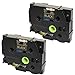 Produktbild 2x Schriftband-Kassetten TZ-344 TZe-344 gold auf schwarz (18mm x 8m) kompatibel für P-Touch PT-2030VP 2430PC 3600 9600 D400 D400VP D450VP D600VP E300VP E550WVP H300 H500 H500LI P700 P750W