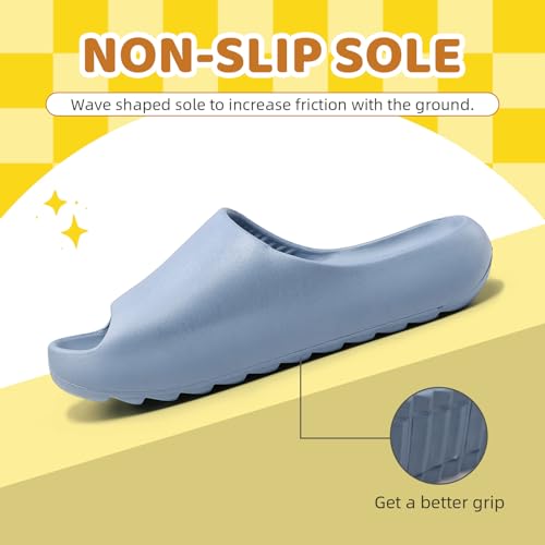Image of Kids Cloud Slides for Boys & Girls, Super Soft & Comfy Beach Pool Slippers, Non-Slip Waterproof Shower Sandals for Toddlers & Kids
