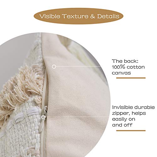 Blue Page SQ1039-2PC30X50-CREAM Set Of 2 Boho Pillow Covers Tufted Neutral 12X20 Lumbar Pillow Covers thumb #5