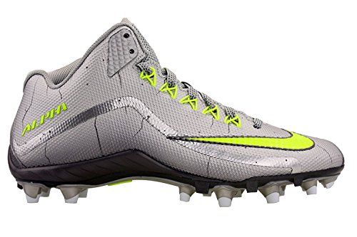 Mens Nike Alpha Pro 2 Football Cleat Metallic Silver/Dark Grey/Volt Size 10.5 M US