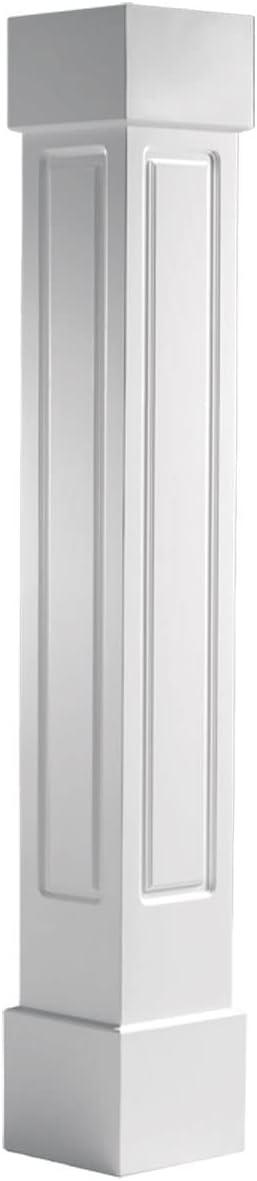 Ekena Millwork 8"W x 4'H Craftsman Classic Square Non-Tapered Raised Panel Column w/ Standard Capital & Base