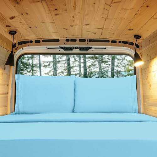 Elegant Comfort Luxury 1500 Premium Hotel Quality Microfiber 4-Piece Sheet Set - Wrinkle Resistant, All Around Elastic Fitted Sheet, Deep Pocket up to 16", RV Short Queen, Aqua
