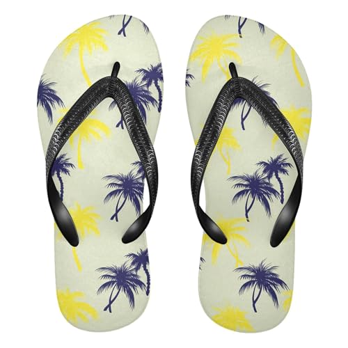 Burbuja Palm Trees on Beige Flip Flops for Women Men, Soft Thong Sandals Rubber Slippers for Pool Beach Essentials