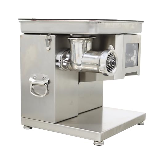 HQHAOTWU Electric Meat Grinder and Cutting Machine Stainless Steel Meat Mincer Sausage Filling Grinder 8mm Mincer Sieve Plate&5mm Cutter Blade with Tray for Supermarket Restaurant&Home