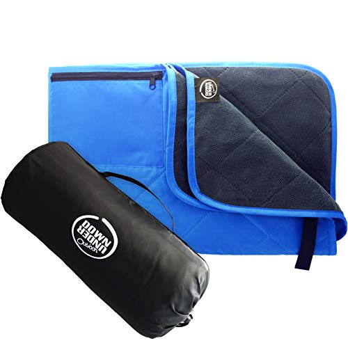 DOWN UNDER OUTDOORS Large Waterproof Windproof Extra Thick Quilted Fleece Stadium Blanket, Machine