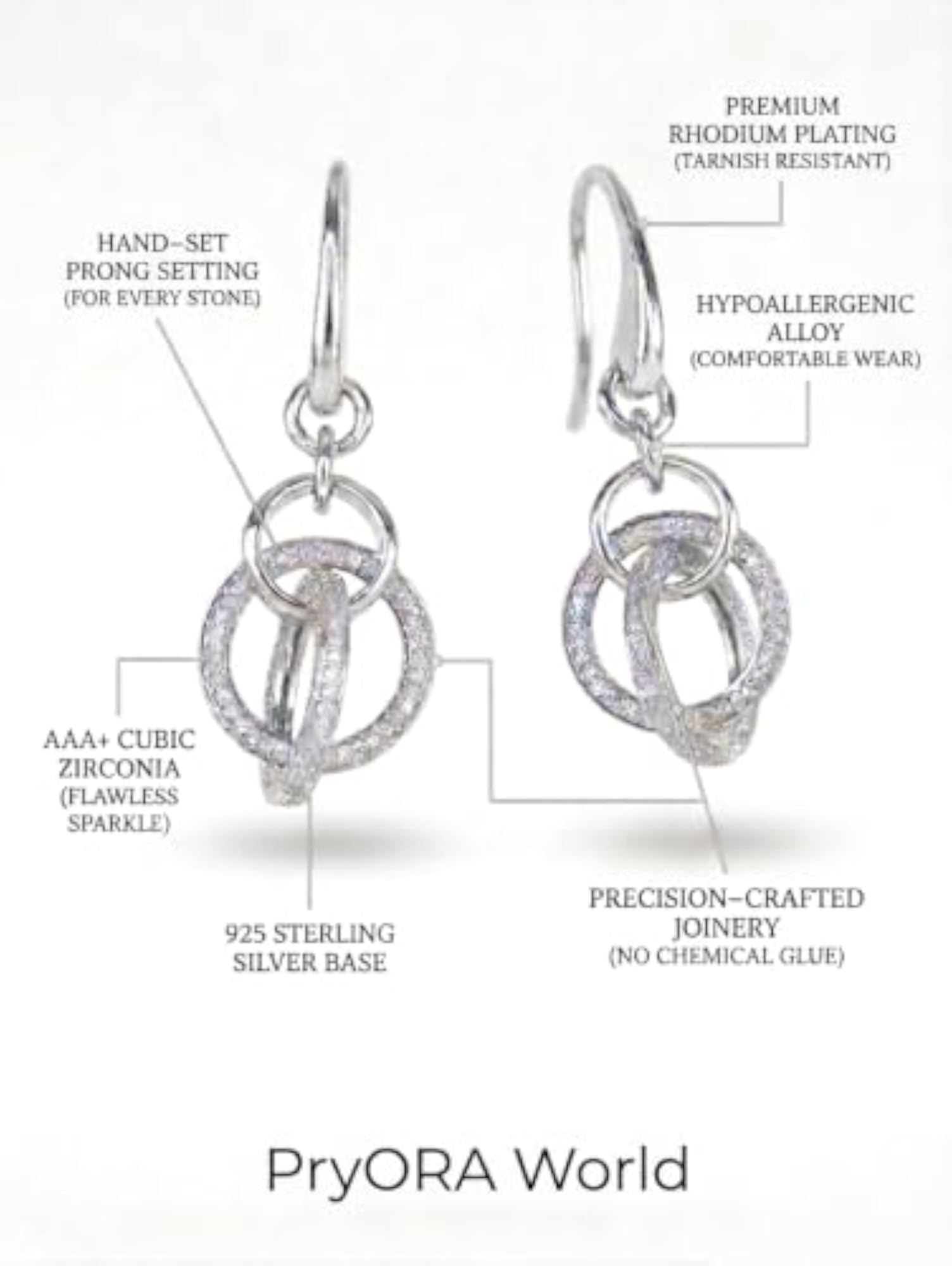 Women's Triple-Hoop Dangle Earrings in 925 Sterling Silver