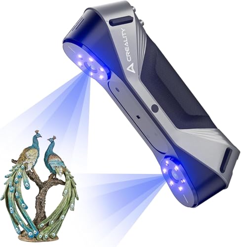 Creality CR-Scan Raptor 3D Scanner, 60fps Blue Laser & NIR, 0.02mm Accuracy, 24-Bit Color, Scans 5-2000mm Objects, Anti-Shake Tracking for Windows macOS