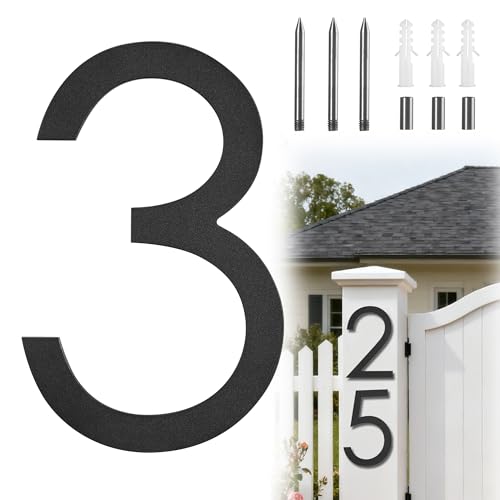 10 Inch Large house Numbers for Outside Modern Metal Black Address Number 3 by RESINER - Used condition - US$21.59