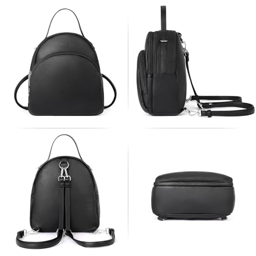 Image of CLUCI Small Backpack for Women, Leather Black Purse Handbags Mini Fashion Travel Backpack Convertible Bookbag, 1 Black, Small, Daypack Backpacks