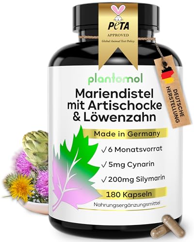 Mariendistel Artischocke Löwenzahn Komplex 180 Mariendistel Kapseln Hochdosiert HALBJAHRESVORRAT mit Löwenzahn- & Artischockenextrakt & Symarin Artischocken Kapseln Hochdosiert 1 Kapsel/Tag