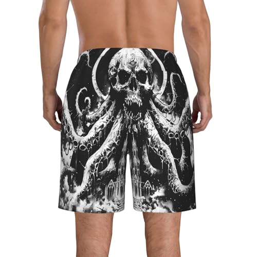 Men's Quick Dry Swim Shorts Skull Octopus Horror Gothic Deathdark Fantasy Vintage Beach Trunks with Pockets2