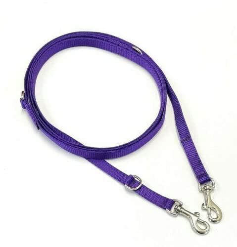 Police Style Puppy Training Lead Double Ended Puppy Leash Adjustable Multi-Functional In 13mm Webbing (Purple, 15ft (4.5 Metres))