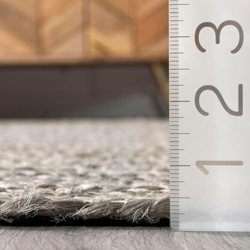 Image of Natural Jute Rounds Rug - Vibrant Color Handwoven Area Carpet for Living Room, Bedroom & Boho Decor - Eco-Friendly Circular Mat - Multiple Sizes & Colors -(Grey, 4x4 feet