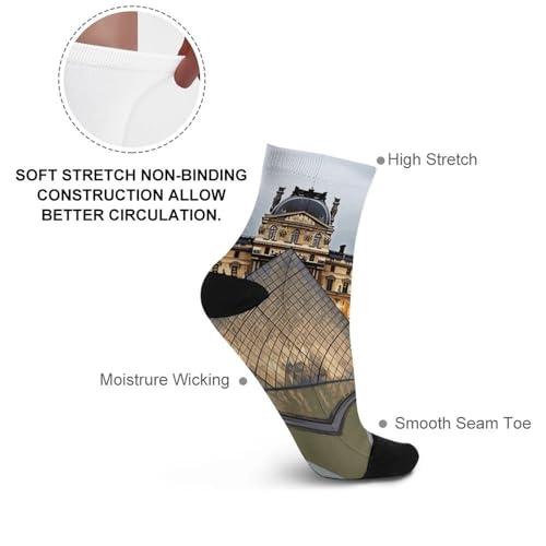 Louvre Museum in Paris Socks for Women Men Cotton Sock Breathable Boot Socks Warm Calf Socks for Hiking Work Crew Socks Thin Casual Long Socks 11.8 in3