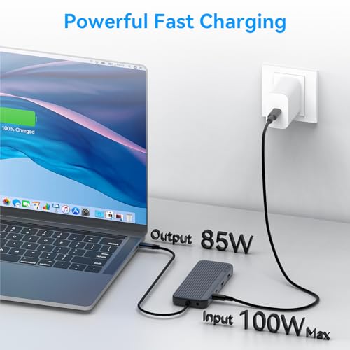Image of USB C Docking Station 3 HDMI, 12 in 1 Docking Station Triple Display, Dual Monitor Dock, Laptop USB-C Hub 3 HDMI with 10 Gbps, Ethernet, USB A /C 3.1, USB 2.0, 100W PD, Audio & Mic, SD