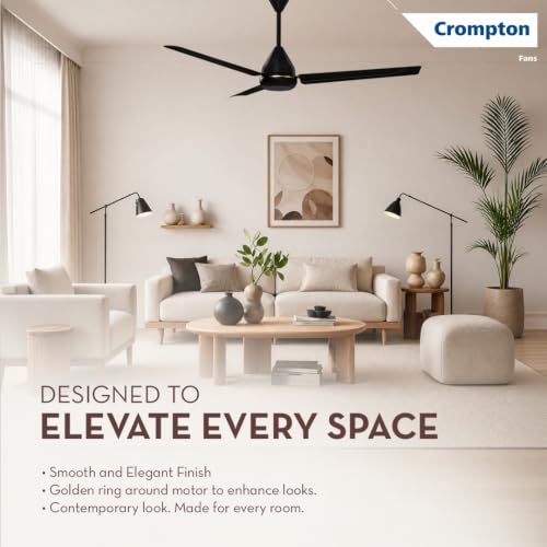 Image of Crompton Energion Hyperboost 1200mm BLDC Ceiling Fan | Point Anywhere Remote Control | BEE 5 Star Rated Energy Efficient | Superior Air Delivery | 3 Year Brand Warranty | Matte Black