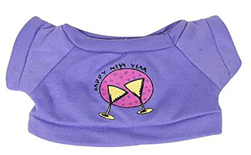 Stuffems Toy Shop Feliz Año Nuevo púrpura Camiseta Ajusta a la mayoría de 14" - 18" Build-a-Bear y Hacer Sus Propios Animales de Peluche Cover