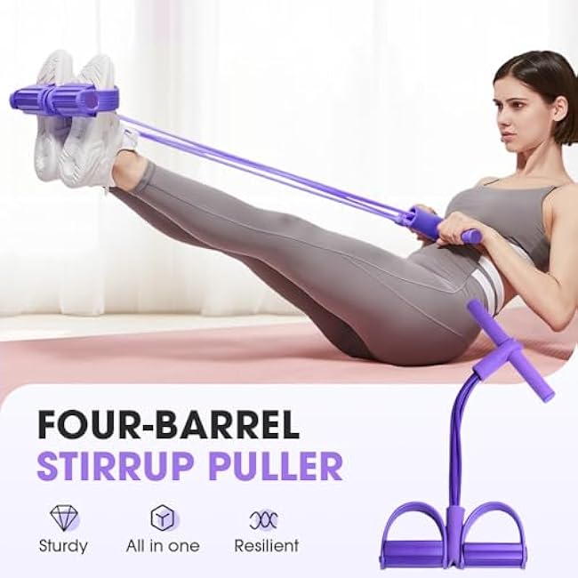 21 Fitness Resistance Bands-4 Tube Pedal Ankle Puller, 2025 New Pedal Resistance Band with Handle, Stretching Workout Fitness Bands for Arm Weights Exercise Equipment