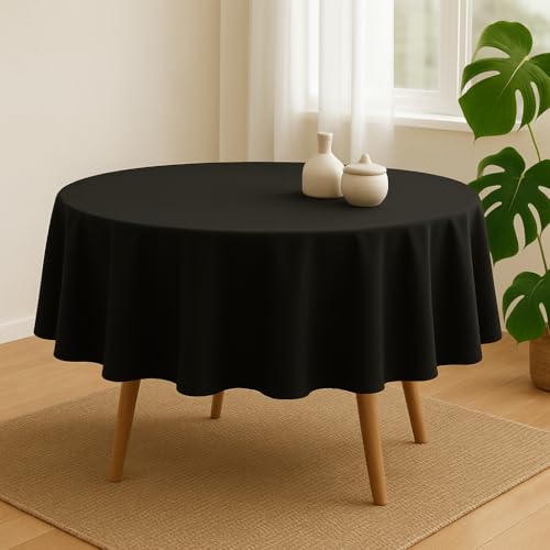 Image of R home 56 Inch Round 100% Cotton Table Cover | Round | 200 GSM Thick Fabric | Anti-Skid | Machine Washable & Reusable | Ideal for Dining Table & Centre Table | Easy Maintenance