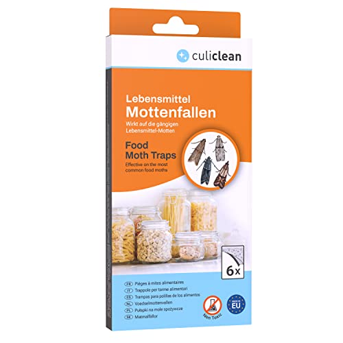 culiclean 6X Trampa Polillas Alimentos, Protección Antipolillas Cocina y Despensa, Mata Polillas y Larvas, Trampas Adhesivas para Polillas Tramposas e Insectos