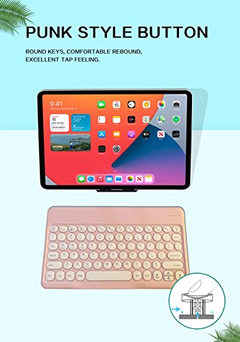 Ultra Slim Retro Bluetooth Keyboard For Ipad,Ipad Mini,Ipad Air Ipad Pro,Iphone,Windows Android Tablet Smartphone Compact Portable Rechargeable Wireless Keyboard(Pink) #TOP2