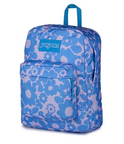 Image of JanSport SuperBreak Plus Backpack with Padded 15-inch Laptop Sleeve and Integrated Bottle Pocket - Spacious and Durable Daypack for Work and Travel - Blossom Bae Blue
