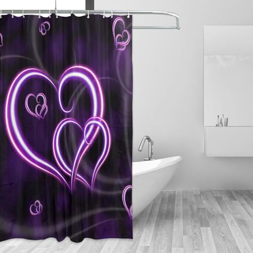 Rideau de douche imperméable à imprimé cœurs et œillets antirouille - 4