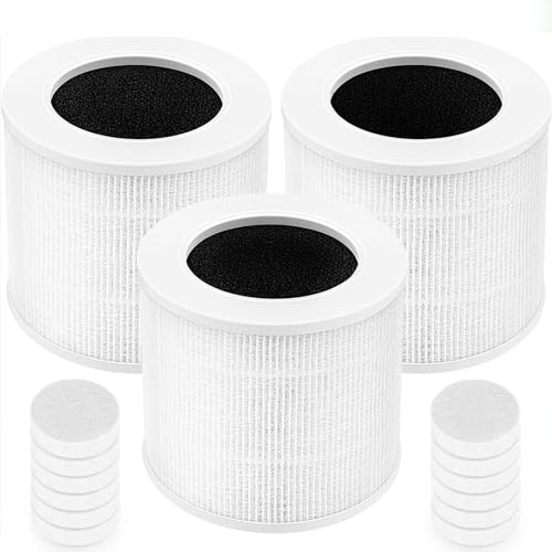 LMEDIT Core Mini Replacement Filter Compatible with LEVOIT Air Purifier, 3-in-1 H13 Grade True HEPA Filter for Levoit Filter Replacement (Core Mini-RF-3Pack)